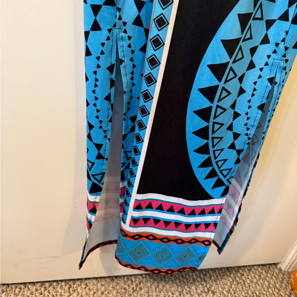 Spaghetti-Strap Maxi Dress in Pink and Blue Geometric Print - Picture 7 of 11